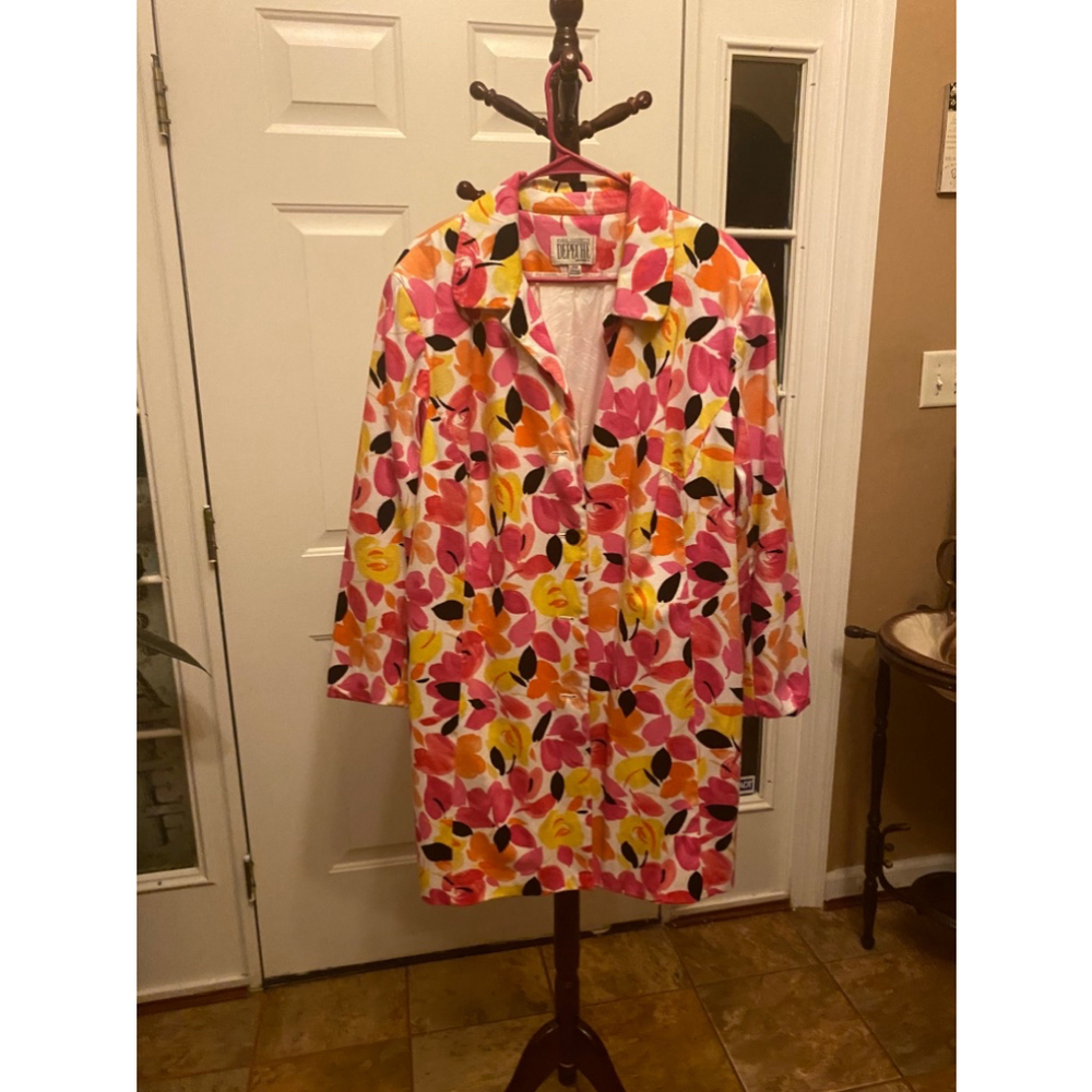 Vintage YVES COSSETTE DEPACHE Neon Leafy Peacoat Jacket SIZE 20W